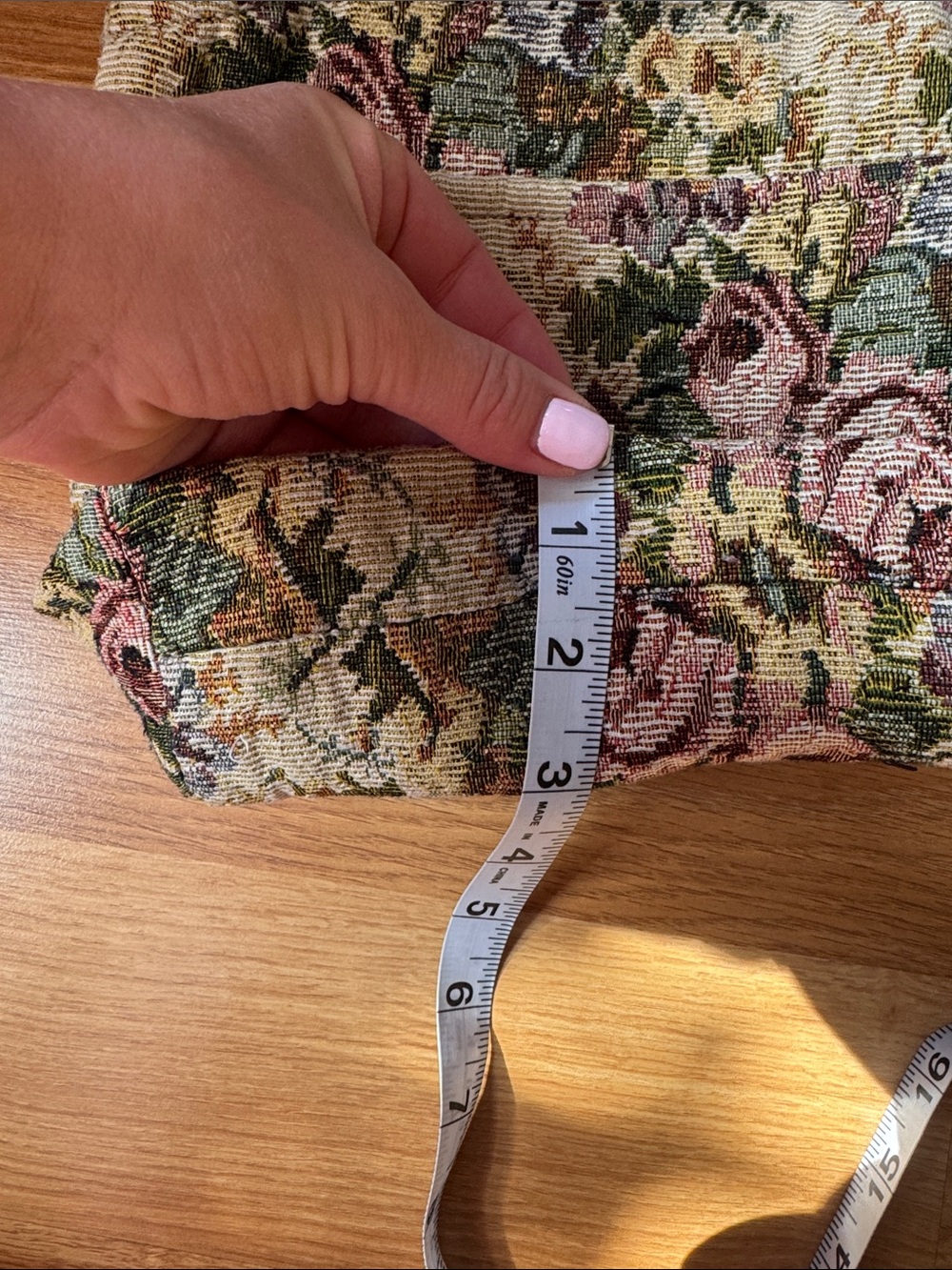 Vintage 90s Unique Creations Floral Tapestry Bag Wooden Handle cottagecore - Picture 4 of 11